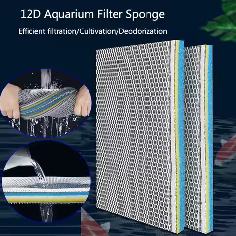 12D 9Layers Aquarium Fish Tank Filter Sponge No Glue Foam Biochemical Cotton Aquarium Filtration Acc