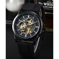 Fossil Sports Men's Watch Octagonal Hollow Design Mechanical Style Dial Quartz Movement Silicone Strap Fashion Trend Men Women Same Style