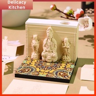 ปฏิทินเวลาแบบประณีต2025ชิ้นกระดาษเจ้าแม่กวนอิมประดับปฏิทินตั้งโต๊ะสำหรับโรงเรียนที่วางปากกาที่คั่นหน