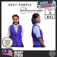 VEST UNGU | 100% BERKUALITI POLYESTER | LAPISAN DALAM I SAIZ BESAR I SAIZ S SEHINGGA 8XL I VEST UNGU