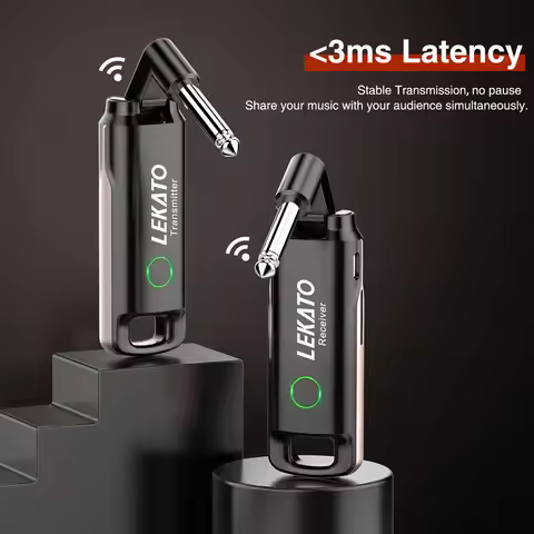LEKATO WS-70 A8 A9 WS-10 Wireless Guitar Transmitter Receiver System Built-In Rechargeable Audio Gui