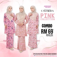 Baju Kurung Anggun Casandra Ironless Tak Payah Gosok Ready Stock Soft Light Pink Belacan Plus Size 5XL 10XL