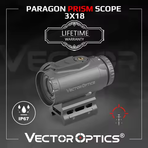 Vector Optics Paragon 3x18 Mini Prism Rifle Scope With Long Eye Relief Compact CQB Optics For Fast T