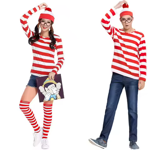 Adults Mens Ladies Wally Wenda Waldo Character Costume Halloween Purim Outfit Book Week Fancy Dress 
