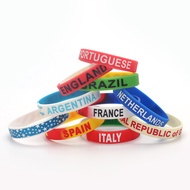 World Cup Flag Silicone Bracelet Argentina France Brazil Portugal Italy Netherlands American Fan Bra