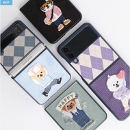 Design Skin / Galaxy Z Flip 4 Flip 3 Corduroy Embroidery Friends Party Phone Case argyle pattern che