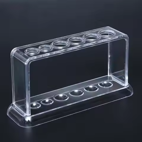 (BBQ4)1pc Transparent Plastic Clear Test Tube Rack 6 Holes Stand Lab Test Tube Stand Shelf 16.7*8*3c