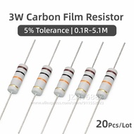 20pcs 3W 5% Metal Oxide Carbon Film Resistor 10 22 33 47 51 62 75 82 91 100 220 470 1K 10K 100K 2.2 