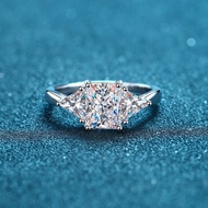 3ct Emerald Radiant Cut Moissanite Ring S925 Sterling Silver Gorgeous White D Color Trendy Moissanit