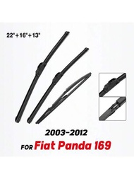 Fiat Panda 169 2003-2012前後雨刷片套裝,擋風玻璃尺寸為22＂16＂13＂,適用於fiat Panda 169 2003-2012