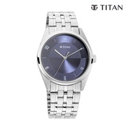 Titan Quartz Analog Blue Dial Metal Strap Watch for Men