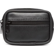 Leather Coin Purse for Men and Women Black Wallet Change Purse with Belt Loop Small and Medium Coin 