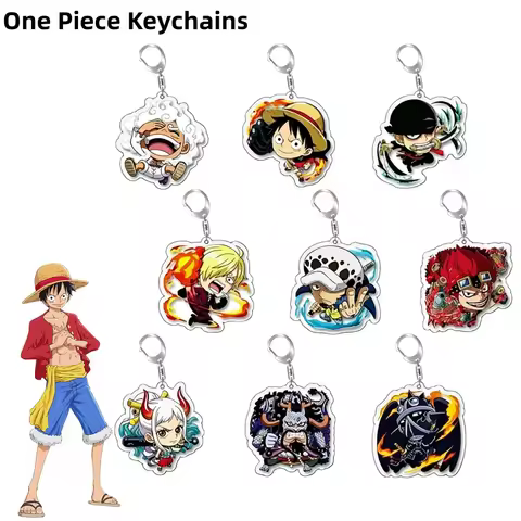 One Piece Anime Acrylic Keychain, Luffy Zoro Sanji Law & More Character Pendant for Backpacks, Perfe