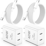 iPhone 17 Pro Max Charger Fast Charging, 40W Dual USB C Fast Charger Block with 6ft Type C Charging 