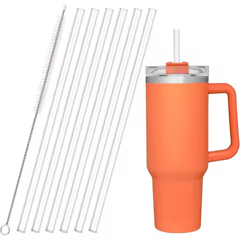 6Pcs 31cm Vacuum Cup Straws with Cleaning Brush for Stanley 40oz Adventure Quencher Insulated Cup Tr