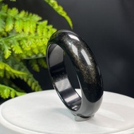 高品質 金曜石手鐲 54MM 灑金金沙黑曜石手環 耀眼靈動 開運納福