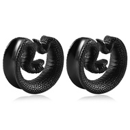 DOEARKO 2PCS Ear Gauges Fashion Snake Saddle Ear Plugs Tunnels 316 Stainless Steel Hypoallergenic Ea