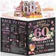 60th Birthday Card for Women Her, Large 3D Pop Up 60th Birthday cards for Wife Mom, Happy 60 Year Ol