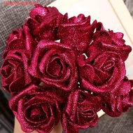 LANGMENGXUAN Foam Roses Blue Roses 6cm Wedding Party Decor DIY Artificial Flowers