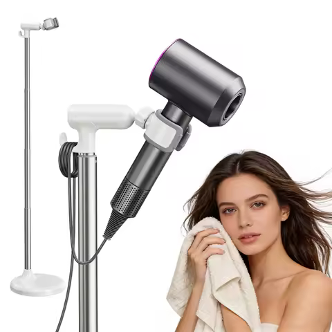 Eary Adjustable Floor Hair Dryer Holder 360° Angle & 17.2-51in Height Adjustable Hair Blow Holder wi