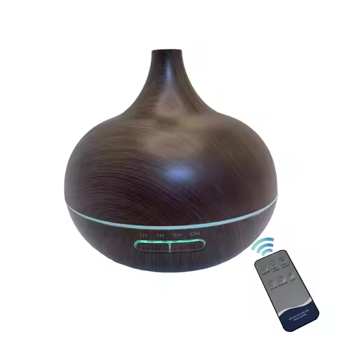 500ML Essential Oil Diffuser with Remote Control Ultrasonic Aroma Humidifier 7 Color LED Light Timer
