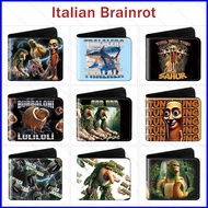 Italian Brainrot PU Leather Two Fold Wallet Student Tung Tung Tung Sahur Coin Purse Anime Card Bag