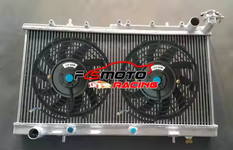 Aluminum Radiator + FANS For Nissan Sunny Pulsar N14 N15 GTIR SR20DET 2.0L & Sentra 200SX SE NX 1.6L