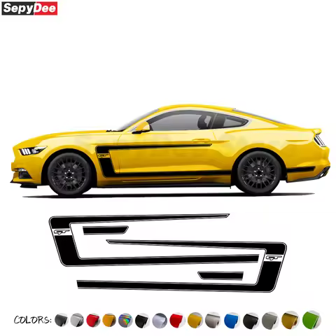 4Pcs Car Body Wasit Line Stickers Door Side Stripes Vinyl Decals for Ford Mustang Coupe GT 2015- She