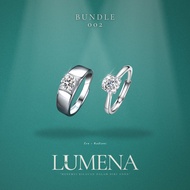 [Lumena] Bundle 002 - Zen + Radiant Moissanite Diamond Adjustable White Gold Plated 925 Silver Ring
