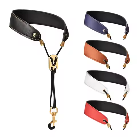 Leather Saxophone Strap Saxophone Lanyard Neck Strap Protection Neck for Soprano Tenor Alto Baritone