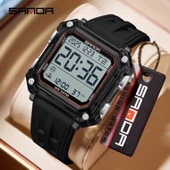 SANDA 6377 Luxury Electronic Timepiece for Guys LED Display Multifunctional Stopwatch Waterproof  Da