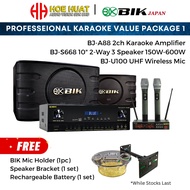 BIK Japan Karaoke System Value Package BJ-A88 Karaoke Amplifier + BJ-S668 10" Speaker + BJ-U100 Wireless Microphone KTV