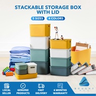 Stackable Storage Box with Lid | Plastic Organizer for Kitchen, Wardrobe & Cabinet | 5 Sizes S–2XL