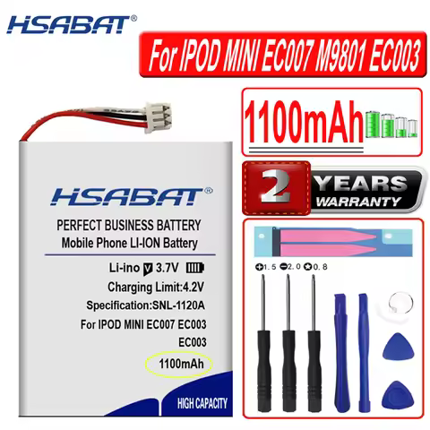 HSABAT 1100mAh Battery for IPOD MINI EC003 EC007 M9804 M9801 M9802 M9806 W065 M9807 A1051 M9805 4GB 