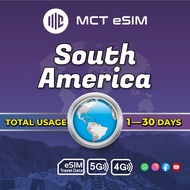 South America Brazil/Argentina/Chile/Peru eSIM 10-30GB Total Usage - Receive eSIM QR on the same day