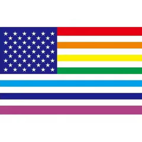 2X3FT 3X5FT USA pride flag American national Seven Colors Rainbow Country BANNER