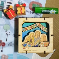 【客製化 似顏繪】木製│木劇場小夜燈 小木燈│電池盒│派對款