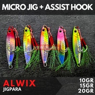 ALWIX Metal JIG + Assist Hook JIGPARA 10gr 15gr 20gr ~ Micro Metal Jig UL UV Killer NON GID