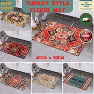Floor Mat Persian Turkey Style Floor Mat Kitchen and Bedroom Hallway Bathroom Non-Slip Floor Mat