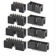 5PCS IDC Box Header DC3 Double-Row 6/8/10/12/14/16/18/20/24/26/30-50P JTAG Socket Connector Black 2.