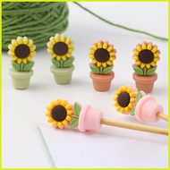 Knitting Needle Stoppers Sunflower Knitting Needle Caps 6x Cartoon Sweater Needle Caps Cute Knitting