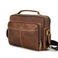 CONTACTS Men Messenger Bag Genuine Leather Vintage Man Crossbody Bag Handbags Large Capacity Male Sh