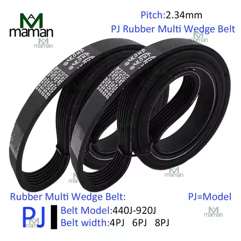 Black Rubber Multi Groove Belt PJ Length 440~920 Peak Number 4/5/8 Industrial Transmission Multi Wed