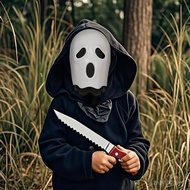 Kostum Topeng Muka Hantu Halloween, Kostum Halloween Menakutkan untuk Kanak-kanak, Aksesori Kostum T