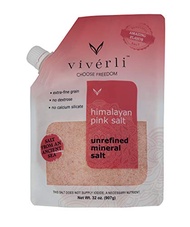 Viverli Himalayan Pink Salt, 2lbs. Extra-Fine Grain, Unrefined Salt from an Ancient Sea, Gluten Free, Easy Pour Pouch