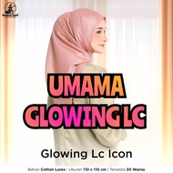 Hijab Segiempat Umama Scarf Glowing Lasercut LC Icon Logo UM Jilbab Pesta Mewah Seragaman Warna Leng