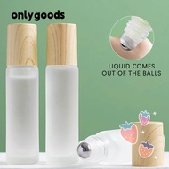 ONLYGOODS1 3PCS 5/10ml Oil Perfume Bottles, Roller Ball Portable Liquid Container,  Frosted Glass Refillable Wood Grain Essential Oils Bottle Travel