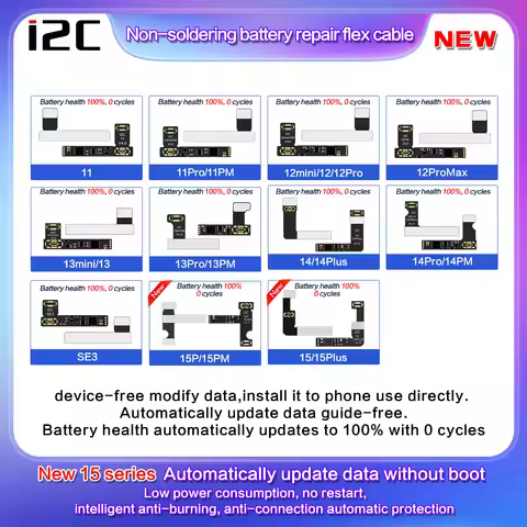 I2C Non-Soldering Battery Repair FPC Flex For iPhone 15 14 13 12 11 Pro Max I2C I6S BR-13 KC01 KC02S