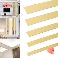 BEAUTY Mirror Wall Sticker, Self-adhesive 5M Mirror Wall Moulding Trim,  Gold Stainless Steel Wall Strip Sticker Living Room Decor