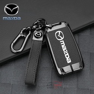 Alloy+Leather Remote Car Key Cover Case Key Fob For Mazda Mx5 Mx30 2 3 6 Cx60 Cx80 Cx90 Cx30 Cx3 Cx5